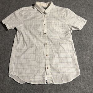 Vtg Rusty Shirt Mens XL White Tattersall Check Short Sleeve Button Front Y2K